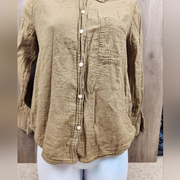 Everlane Olive Green Button Up Long Sleeves Shirt Size 2 - Picture 4 of 8